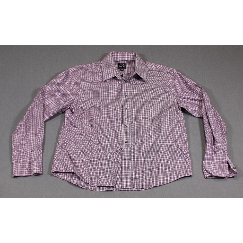 Jos A Bank Shirt Slim Fit Traveler Purple Plaid Cotton Button Down Long Sleeve L
